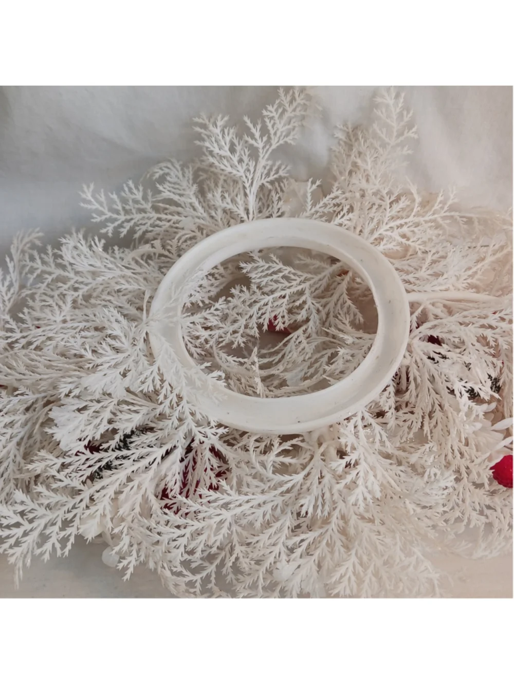 VTG Amanita Mushroom White Red Plastic Christmas Table Candle Wreath